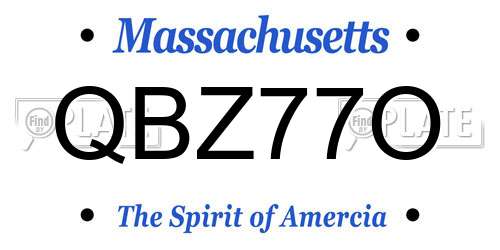 QBZ77O Massachusetts License Plate