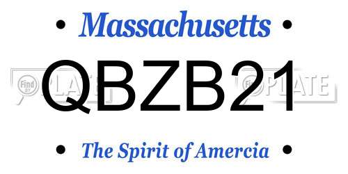 QBZB21 Massachusetts License Plate
