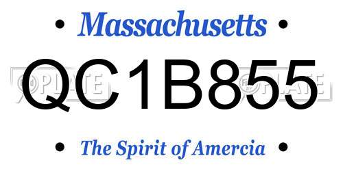 QC1B855 Massachusetts License Plate