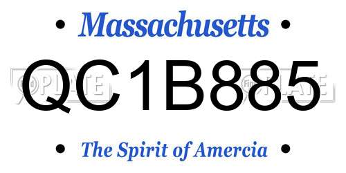 QC1B885 Massachusetts License Plate