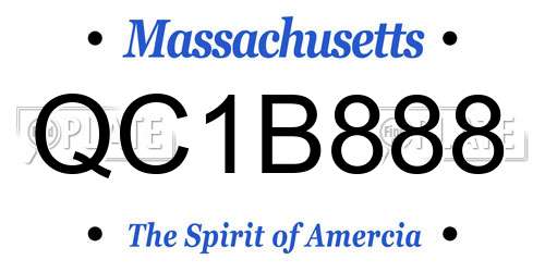QC1B888 Massachusetts License Plate