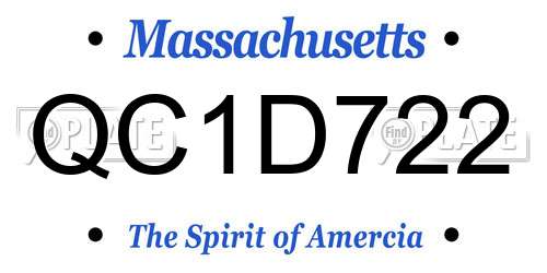 QC1D722 Massachusetts License Plate