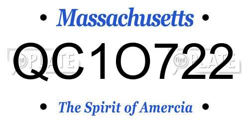 QC1O722 Massachusetts License Plate