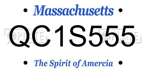 QC1S555 Massachusetts License Plate