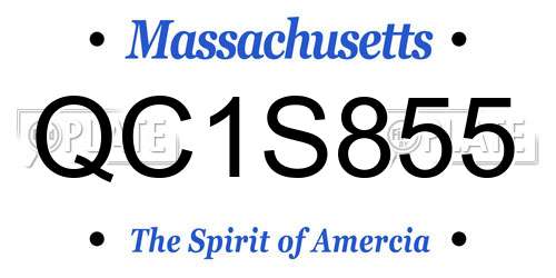 QC1S855 Massachusetts License Plate