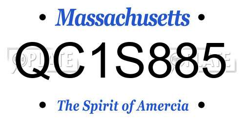 QC1S885 Massachusetts License Plate