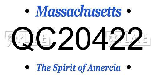 QC20422 Massachusetts License Plate