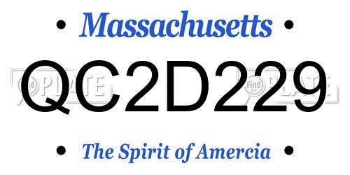 QC2D229 Massachusetts License Plate