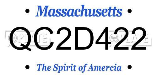 QC2D422 Massachusetts License Plate
