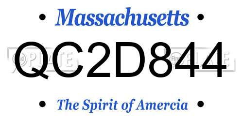 QC2D844 Massachusetts License Plate