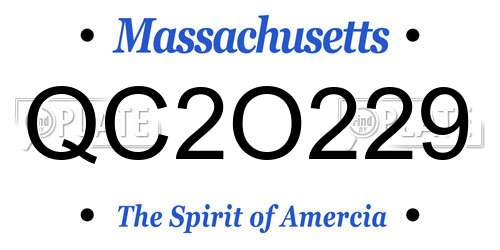 QC2O229 Massachusetts License Plate