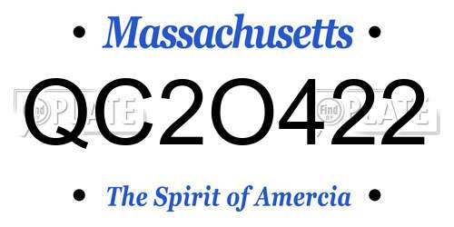 QC2O422 Massachusetts License Plate