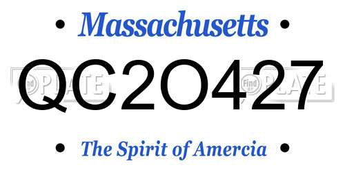 QC2O427 Massachusetts License Plate