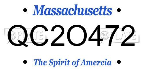 QC2O472 Massachusetts License Plate