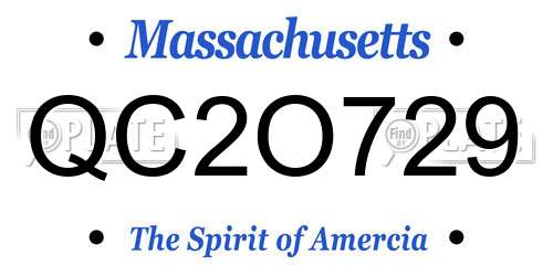 QC2O729 Massachusetts License Plate