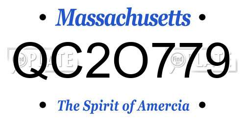 QC2O779 Massachusetts License Plate