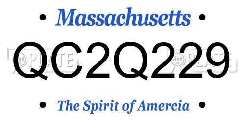 QC2Q229 Massachusetts License Plate