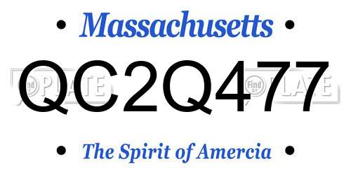 QC2Q477 Massachusetts License Plate