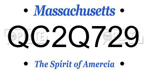 QC2Q729 Massachusetts License Plate