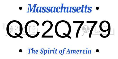 QC2Q779 Massachusetts License Plate