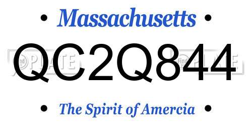 QC2Q844 Massachusetts License Plate