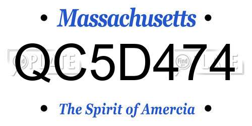 QC5D474 Massachusetts License Plate