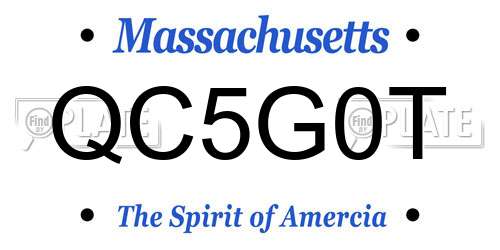 QC5G0T Massachusetts License Plate