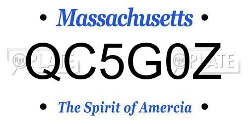 QC5G0Z Massachusetts License Plate