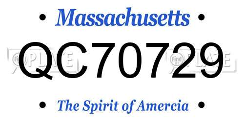 QC70729 Massachusetts License Plate