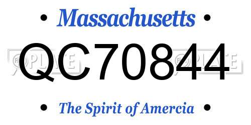 QC70844 Massachusetts License Plate