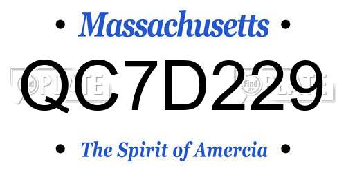 QC7D229 Massachusetts License Plate