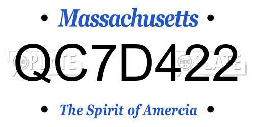 QC7D422 Massachusetts License Plate