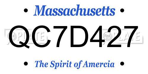 QC7D427 Massachusetts License Plate