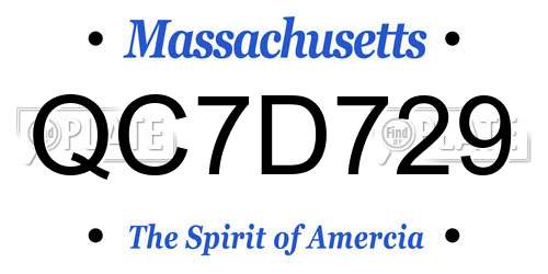 QC7D729 Massachusetts License Plate