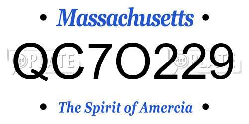 QC7O229 Massachusetts License Plate