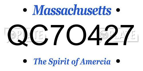 QC7O427 Massachusetts License Plate