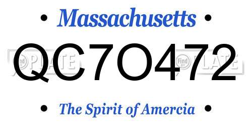 QC7O472 Massachusetts License Plate