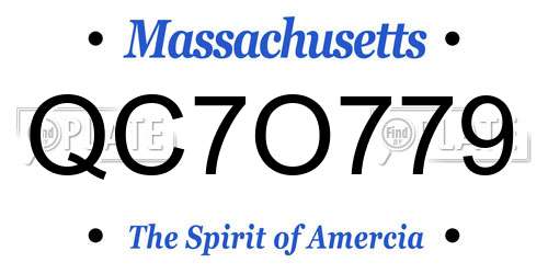 QC7O779 Massachusetts License Plate