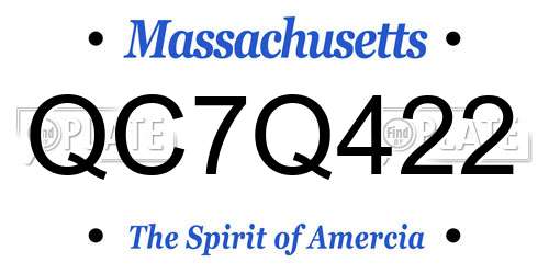 QC7Q422 Massachusetts License Plate