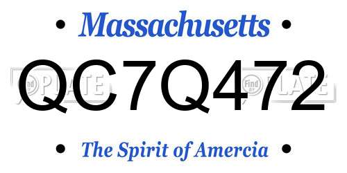 QC7Q472 Massachusetts License Plate