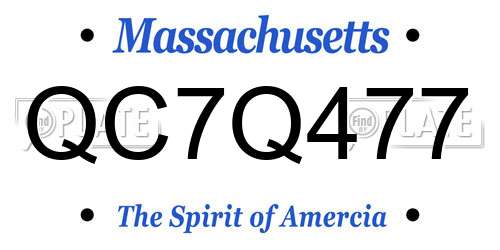 QC7Q477 Massachusetts License Plate