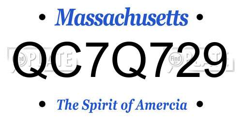 QC7Q729 Massachusetts License Plate