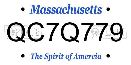 QC7Q779 Massachusetts License Plate