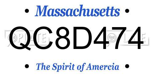 QC8D474 Massachusetts License Plate