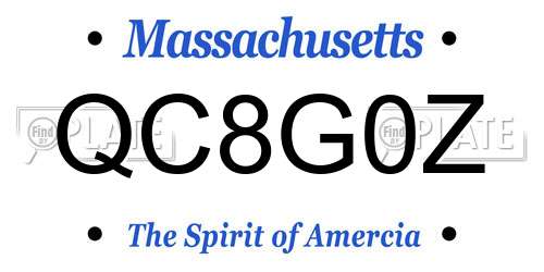 QC8G0Z Massachusetts License Plate