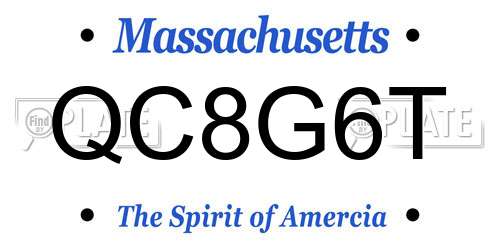 QC8G6T Massachusetts License Plate