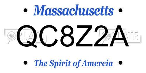 QC8Z2A Massachusetts License Plate