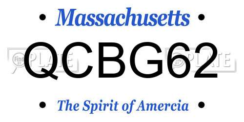 QCBG62 Massachusetts License Plate