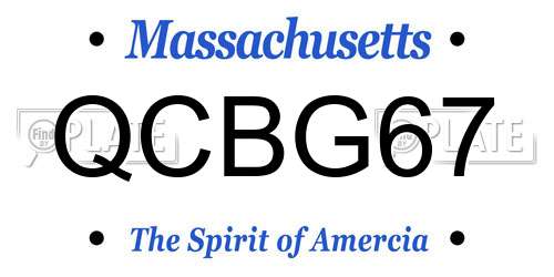 QCBG67 Massachusetts License Plate