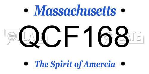 QCF168 Massachusetts License Plate